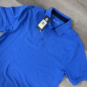 NWT Under Armour Blue Loose Heat Gear Short Sleeve Polo Men's M